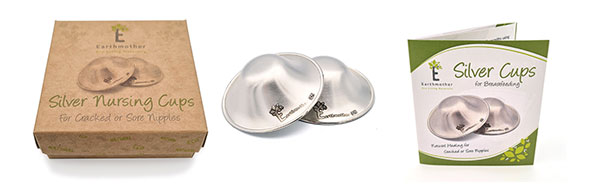 Silver Nursing Cups Earthmother Healing Cups for Breastfeeding 