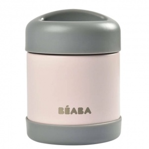 Beaba Insulated Food Pot - Perfect for Storing Warm or Cold Food - Dark Mist/Light Pink 300ml