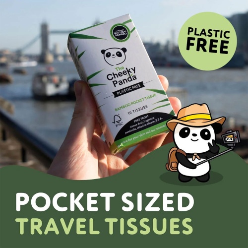 Cheeky Panda 3 Ply Bamboo Pocket Tissues in Plastic Free Packaging 4 Pack