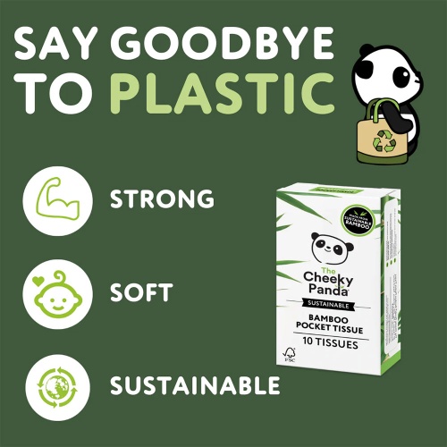 Cheeky Panda 3 Ply Bamboo Pocket Tissues in Plastic Free Packaging 4 Pack