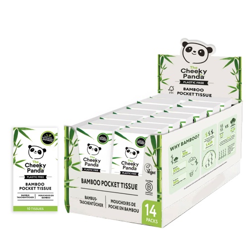 Cheeky Panda 3 Ply Bamboo Pocket Tissues in Plastic Free Packaging Bulk Pack 14s