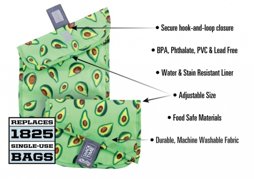 Chicobag Snack Time 3 Pack - Flexible Sizing - Avocados