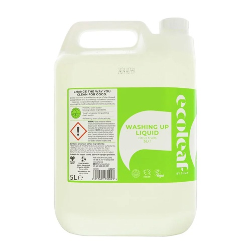 Ecoleaf Concentrated Washing Up Liquid 5 Litre Refill Citrus Fruit