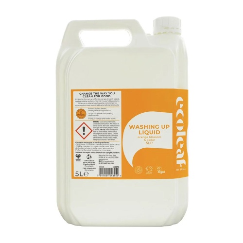 Ecoleaf Concentrated Washing Up Liquid  5 Litre Refill Orange Blossom & Cedar