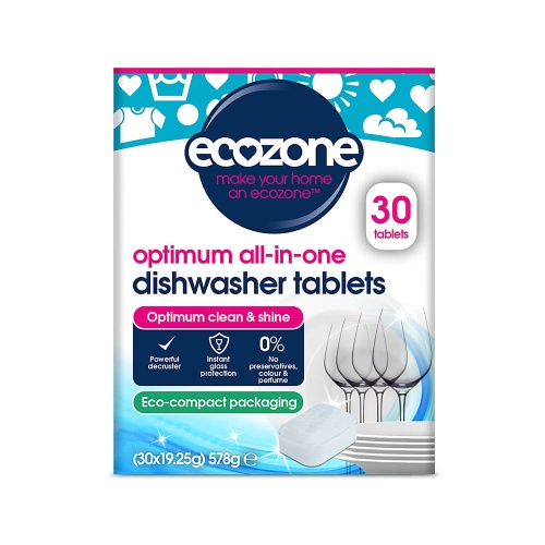 Ecozone Optimum All in One Dishwasher Tablets - Cleans Naturally 30s