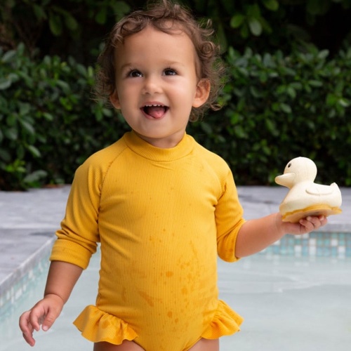 Hevea Upcycled Rubber Squeeze'N'Splash Rubberduck Bath Toy - Sand