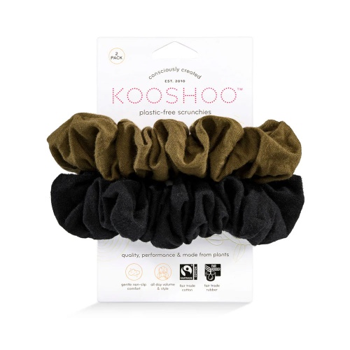 Kooshoo Organic Cotton Scrunchies - Long Lasting - Plastic Free - 2 Pack