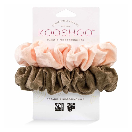 Kooshoo Organic Cotton Scrunchies - Long Lasting - Plastic Free - 2 Pack