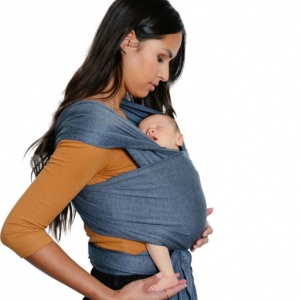 Moby Wrap Evolution Stretchy Baby Carrier from Newborn  - Denim