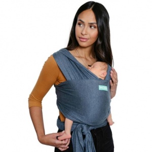 Moby Wrap Evolution Stretchy Baby Carrier from Newborn  - Denim