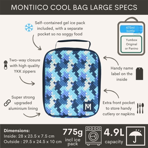 Montii Lunch Bag with Ice Pack for Lunch boxes Block Land