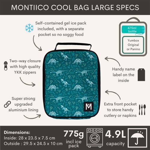 Montii Insulated Lunch Bag with Ice Pack - Dinosaur Land