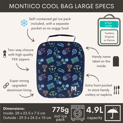 Montii Insulated Lunch Bag with Ice Pack - Goal Keeper