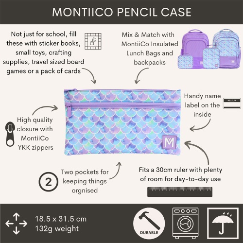 Montii Extra Large Pencil Case with 2 Pockets - Sea Shine