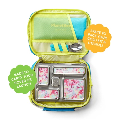 Planetbox Insulated Lunch Bag with Bottle Pocket - Easy Wipe Recycled Polyester - Blossom Tie Dye