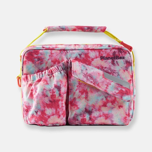 Planetbox Insulated Lunch Bag with Bottle Pocket - Easy Wipe Recycled Polyester - Blossom Tie Dye