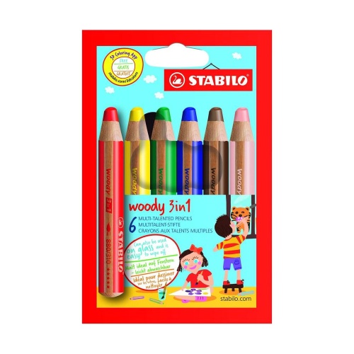 Stabilo Wooden Paint Pencils 6 Pack - Perfect for Window Art!