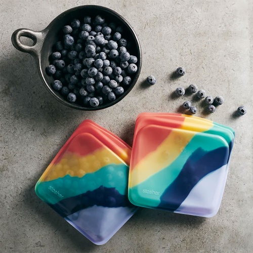 Stasher Reusable Sandwich Bag - Cook Freeze Store - Zero Plastic - Rainbow Splash