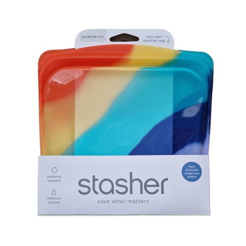 Stasher Reusable Sandwich Bag - Cook Freeze Store - Zero Plastic - Rainbow Splash