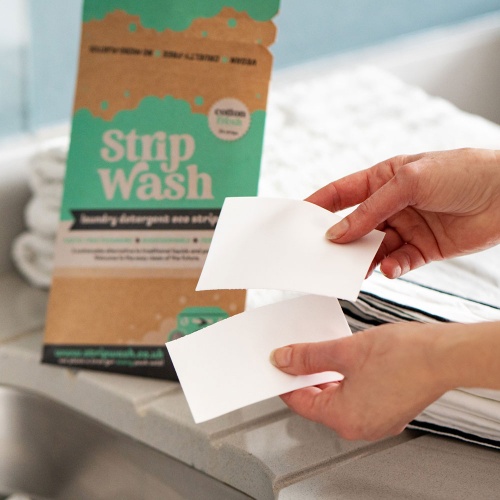 Strip Wash Laundry Detergent Strips - 94% Less Carbon Emissions - Cotton Fresh - 24s