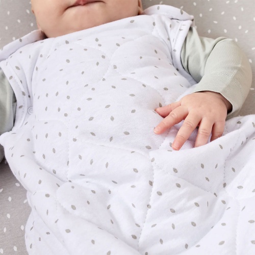 The Little Green Sheep Organic Cotton Baby Sleeping Bag - White Rice