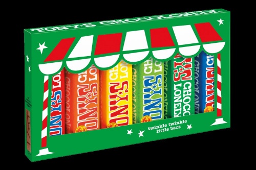 Tonys Chocolonely Fairtrade Chocolate Christmas Rainbow Tasting Pack - 6 Bars