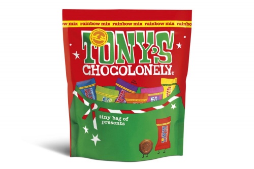 Tonys Chocolonely Fairtrade Chocolate Tiny Tony's Christmas Rainbow Mix Pouch