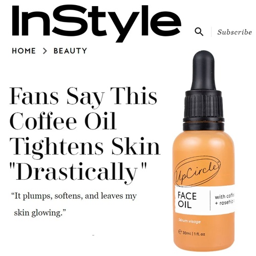 Upcircle Organic Face Oil with Coffee, Rosehip and Jojoba - Brightens Nourishes & Boosts Collagen