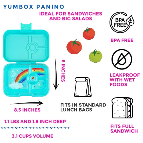 Yumbox 4 Compartment Panino Lunchbox Misty Aqua