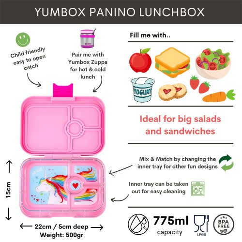 Yumbox 4 Compartment Panino Lunchbox Power Pink