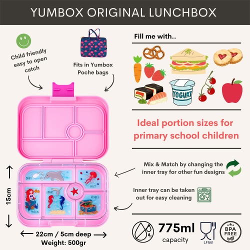 Yumbox Classic 6 Compartment Lunchbox Power Pink