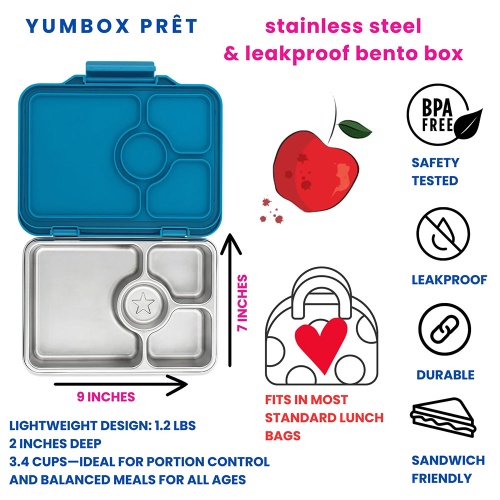 Yumbox Pret Stainless Steel Leakproof Lunchbox Normandy Blue