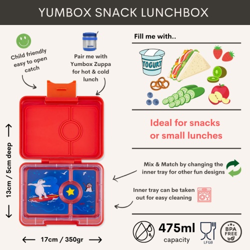 Yumbox Snack Leak Free Lunch Box - Roar Red