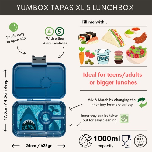 Yumbox Tapas Leak Free Lunchbox 4 Compartments Monte Carlo Navy