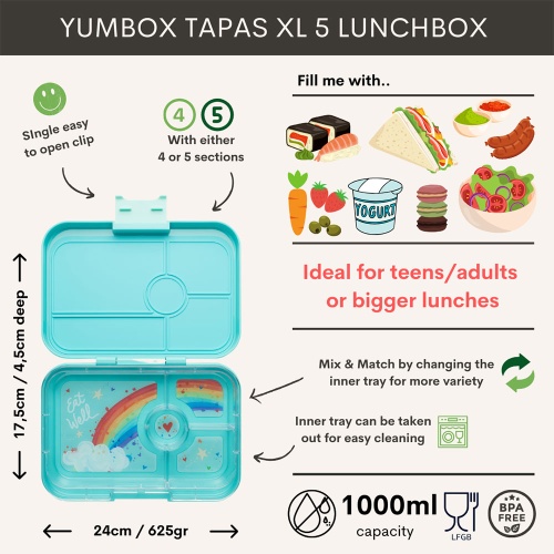 Yumbox Tapas XL Leak Free Lunchbox 4 Compartments Antibes Blue