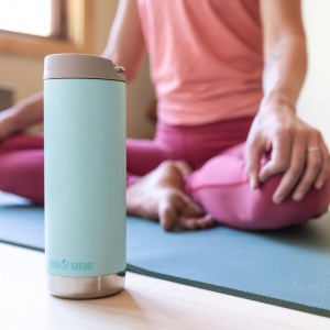 Klean Kanteen Insulated TK Wide - Perfect for Coffee or Cold Drinks On The Go 473ml/16oz Cafe Cap Blue Tint