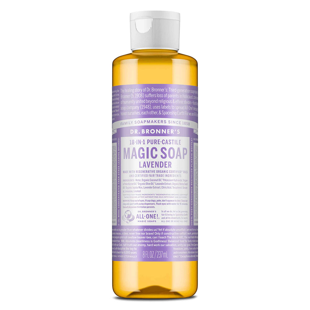 Dr Bronners Castile Liquid Soap - For Sensitive Skin & For Your Home - Lavender 240ml