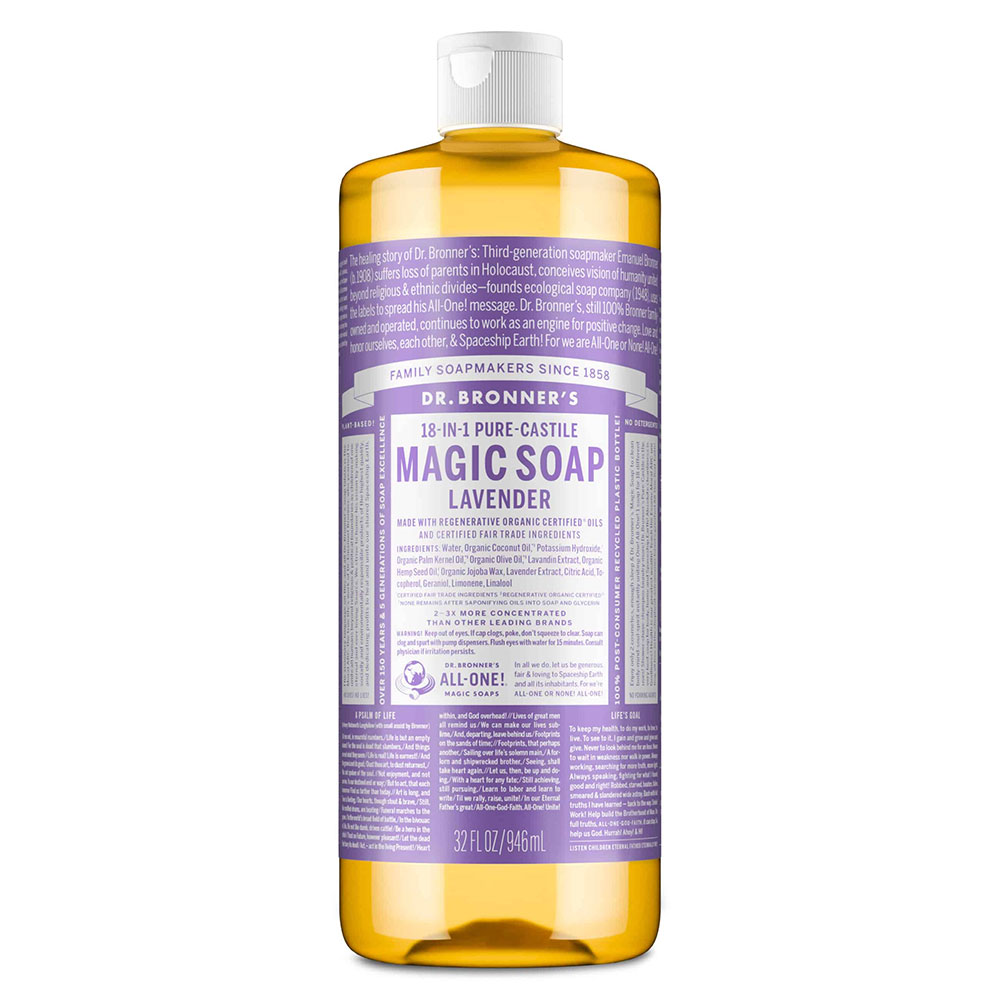 Dr Bronners Castile Liquid Soap - For Sensitive Skin & For Your Home - Lavender 945ml