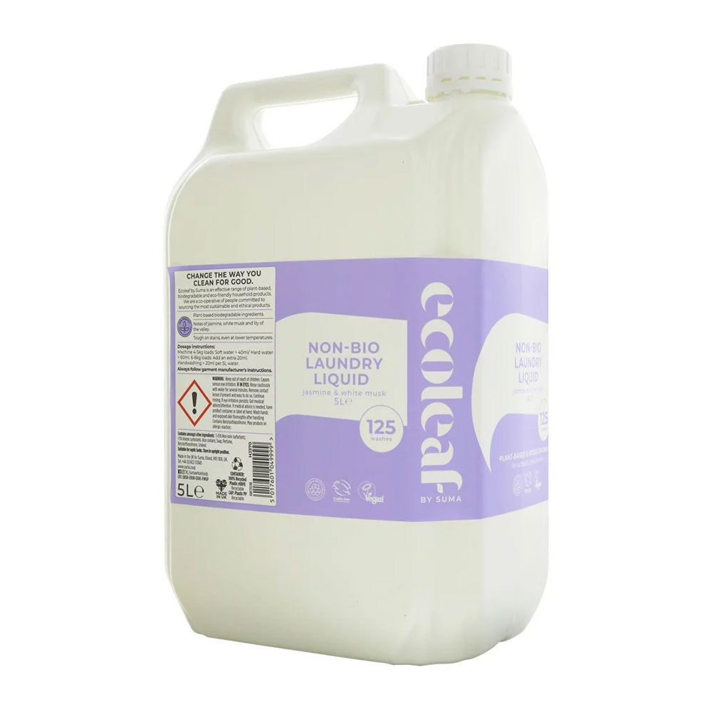 Ecoleaf Laundry Liquid 5 Litre Refill Jasmine & White Musk 125 Washes