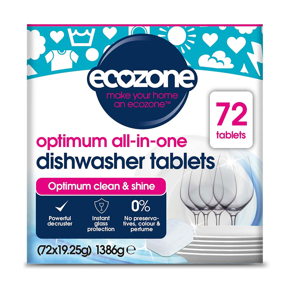 Ecozone Optimum All in One Dishwasher Tablets - Cleans Naturally 72s