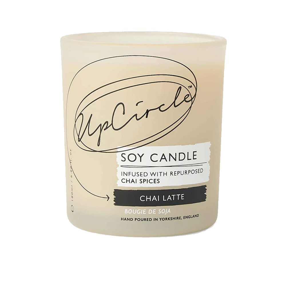 UpCircle Chai Latte Soy Wax Candle - Warm Scent of Sweet Vanilla, Cinnamon and Nutmeg