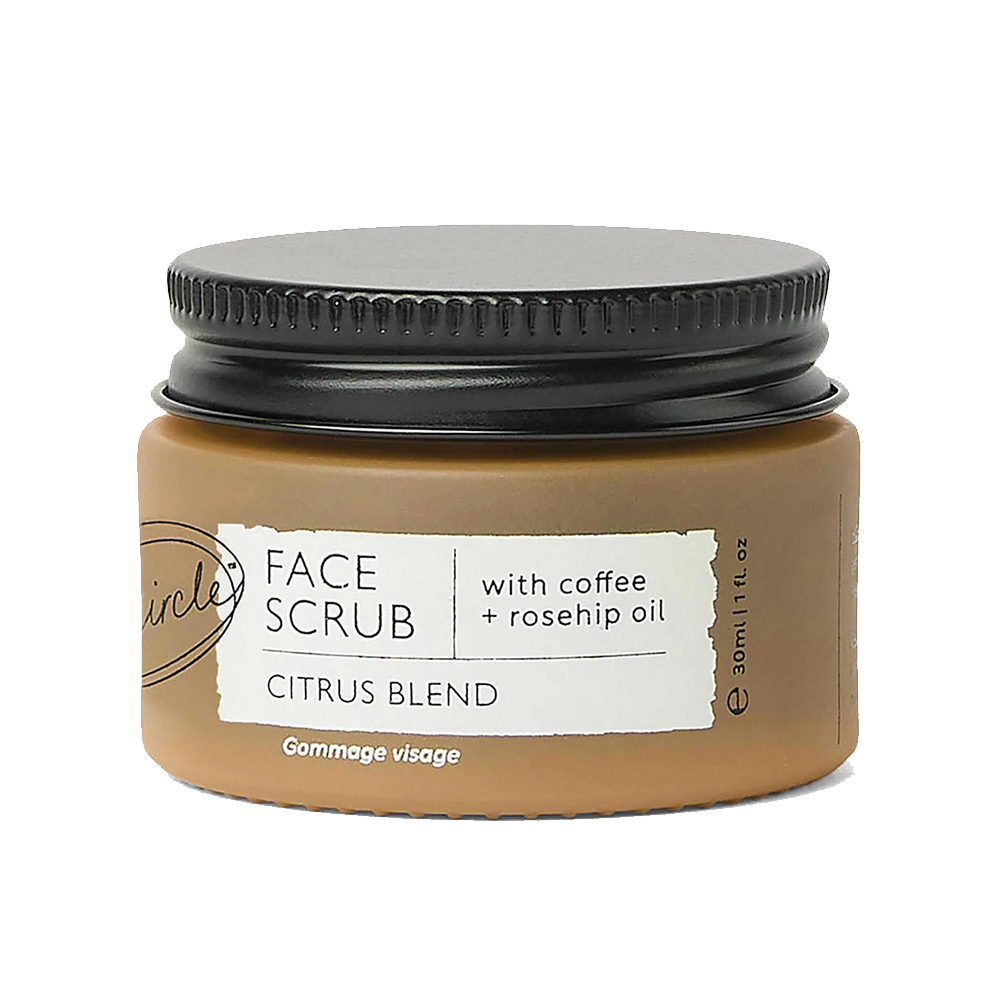 UpCircle Natural Face Scrub Travel Size for Dehydrated Skin - Citrus Blend with Coffee & Rosehip Oil