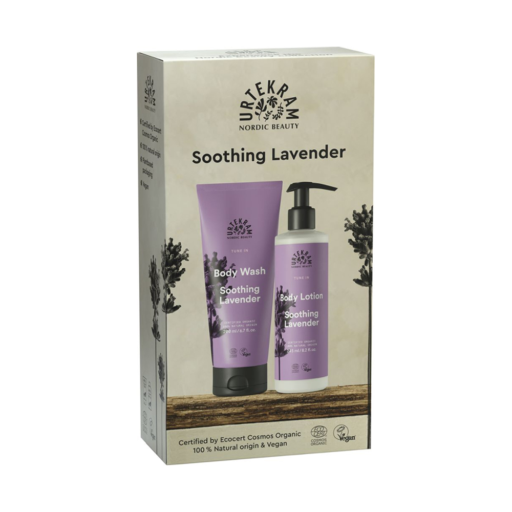 Urtekram 100% Natural Soothing Lavender Body Wash and Body Lotion Gift Set