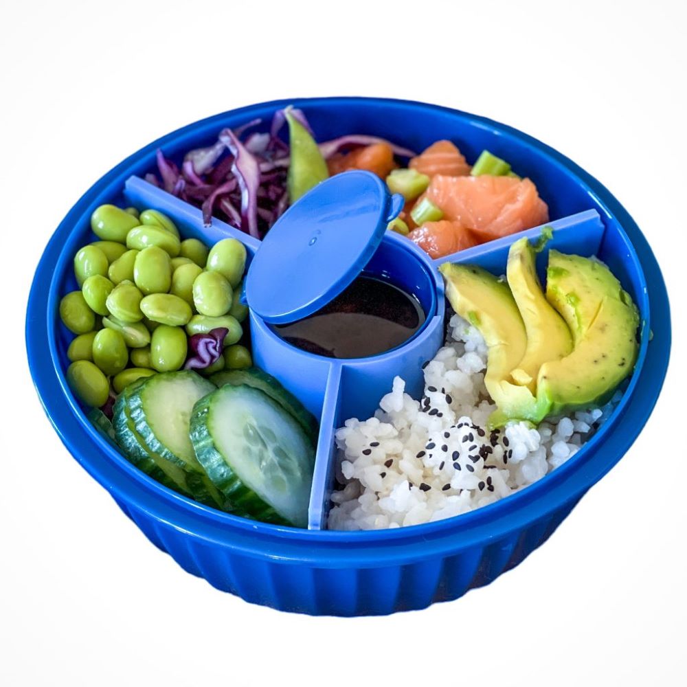 Yumbox Poke Bowl with Removable Divider & Leakproof Dip Cup - Hawaii Blue