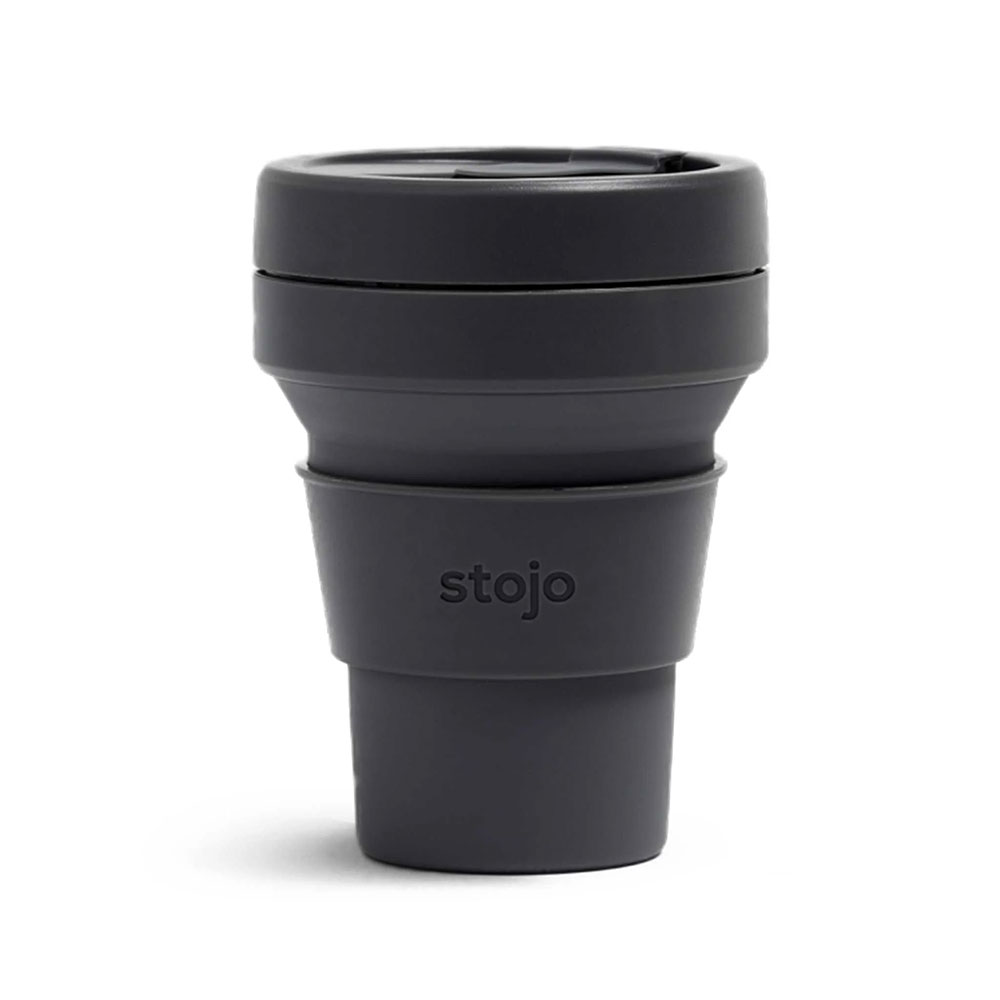 Stojo Reusable Coffee Cup - Collapses Down to Fit in Your Pocket or Bag - Carbon