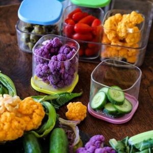 Yumbox Chop Chop - 3 Easy Prep Glass Storage Jars - Crisp Blues